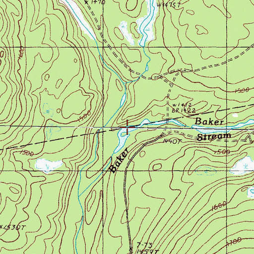 Topographic Map of Baker Stream, ME