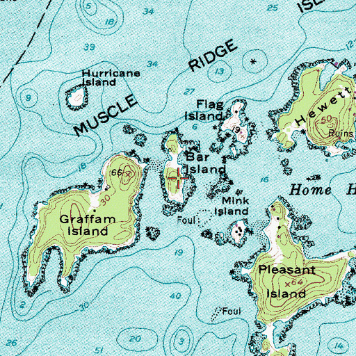 Topographic Map of Bar Island, ME