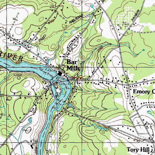 Topographic Map of Bar Mills, ME