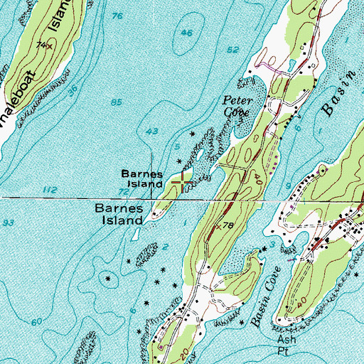 Topographic Map of Barnes Island, ME
