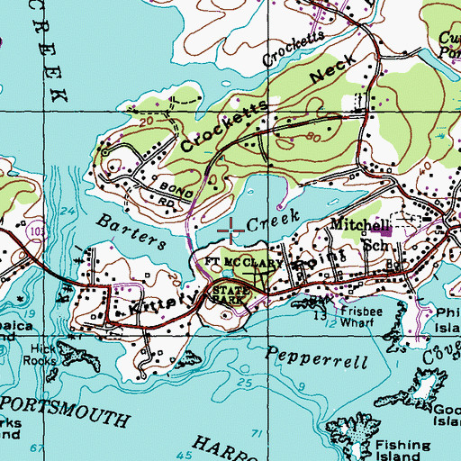 Topographic Map of Barters Creek, ME