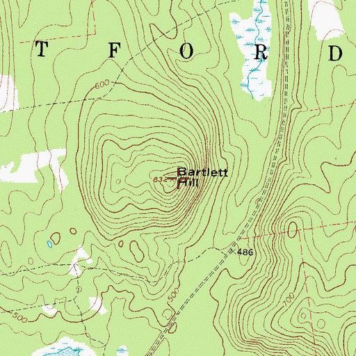 Topographic Map of Bartlett Hill, ME