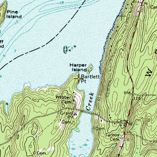 Topographic Map of Bartlett Point, ME