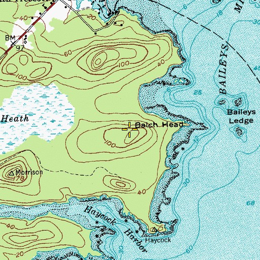 Topographic Map of Batch Head, ME