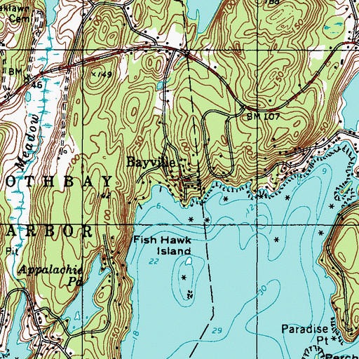 Topographic Map of Bayville, ME