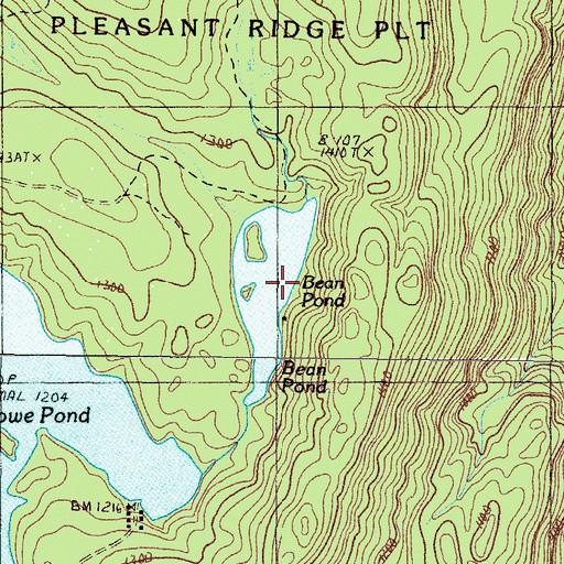 Topographic Map of Bean Pond, ME