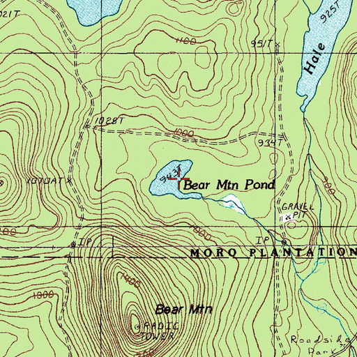 Topographic Map of Bear Mountain Pond, ME