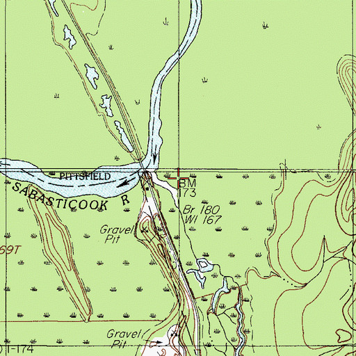 Topographic Map of Beartrap Brook, ME