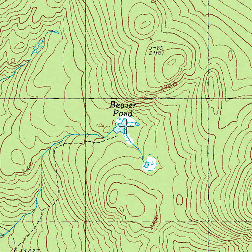 Topographic Map of Beaver Pond, ME
