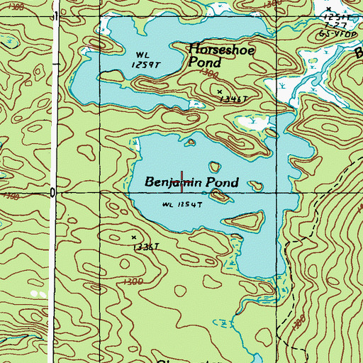 Topographic Map of Benjamin Pond, ME