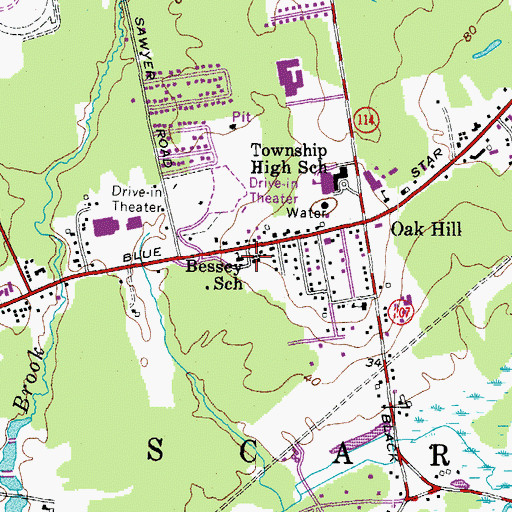 Topographic Map of Elwood G Bessey School, ME
