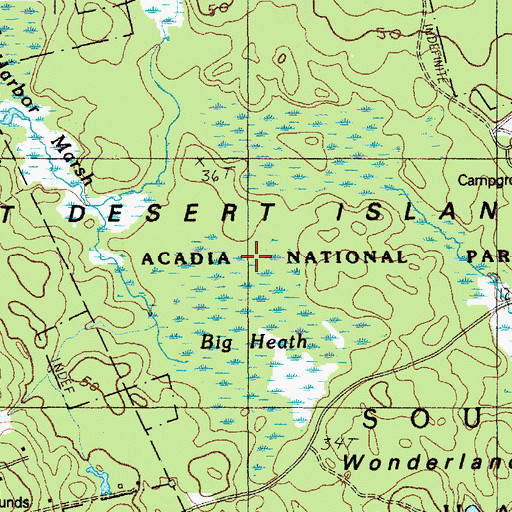 Topographic Map of Big Heath, ME