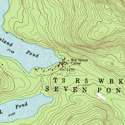 Topographic Map of Big Island Camp, ME