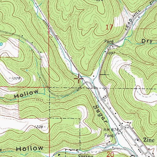 Topographic Map of Wheel Rim Hollow, AR
