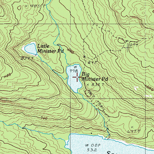 Topographic Map of Big Minister Pond, ME