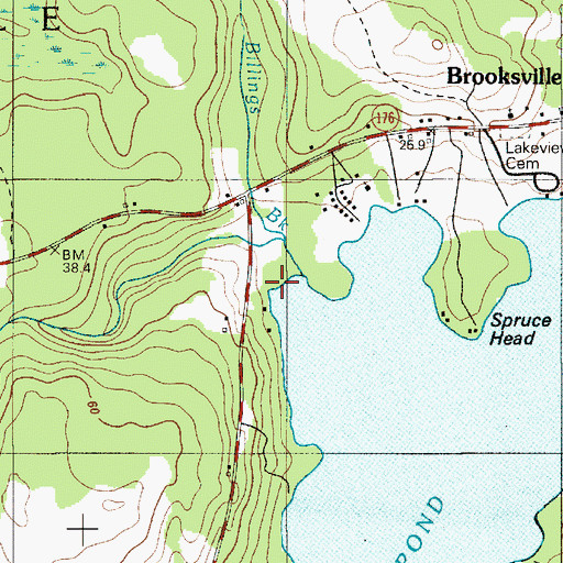 Topographic Map of Billings Brook, ME