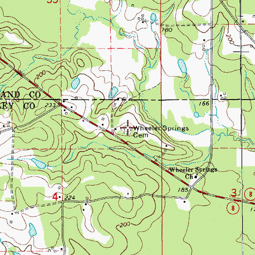 Topographic Map of Wheeler Springs Cemetery, AR