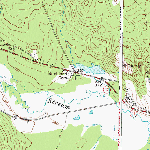 Topographic Map of Birchland Cemetery, ME
