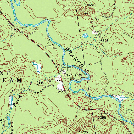 Topographic Map of Blanchard Pond Outlet, ME