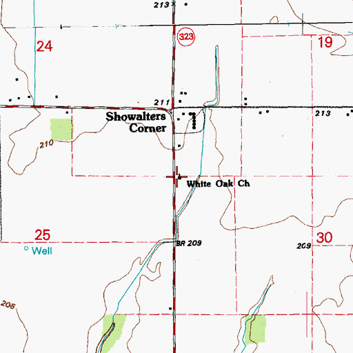 Topographic Map of White Oak Church, AR