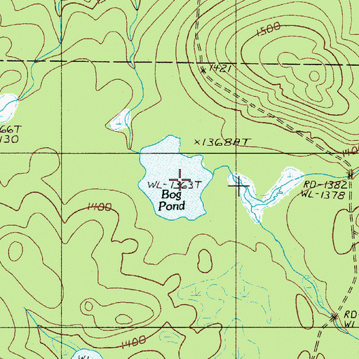 Topographic Map of Bog Pond, ME