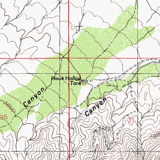 Topographic Map of Hawk Hollow Tank, AZ