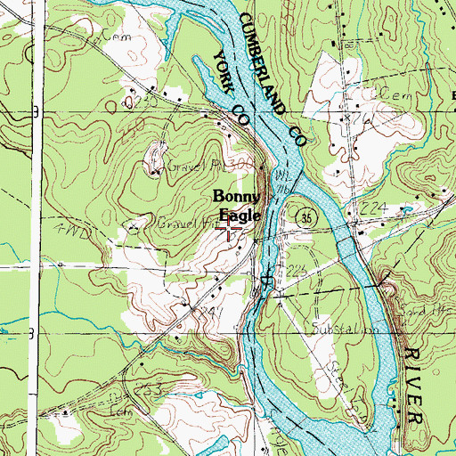 Topographic Map of Bonny Eagle, ME