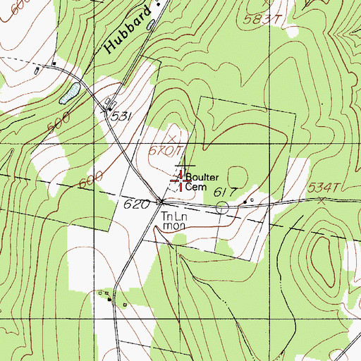 Topographic Map of Boulter Cemetery, ME