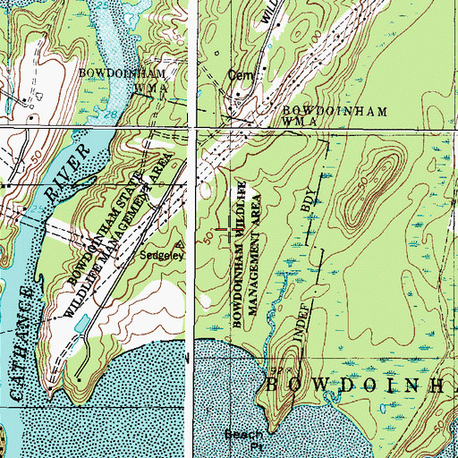 Topographic Map of Bowdoinham Wildlife Management Area, ME
