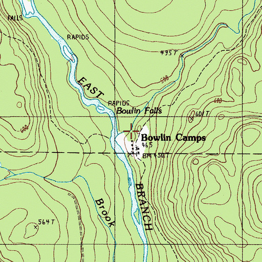 Topographic Map of Bowlin Brook, ME