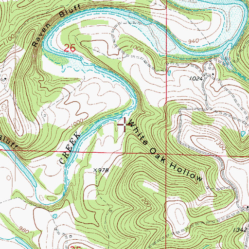 Topographic Map of White Oak Hollow, AR