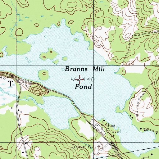 Topographic Map of Branns Mill Pond, ME