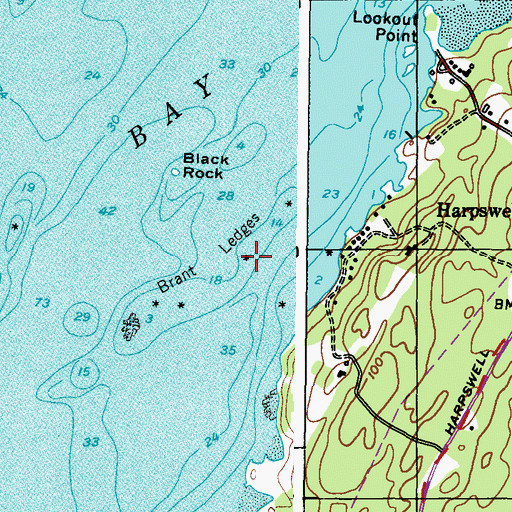 Topographic Map of Brant Ledges, ME