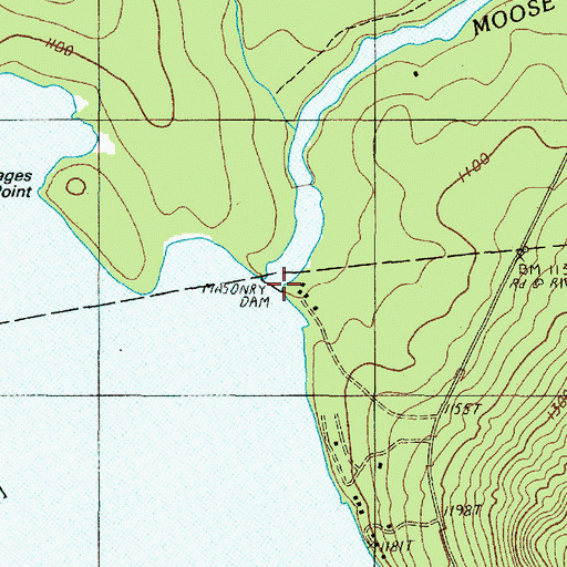 Topographic Map of Brassua Dam, ME