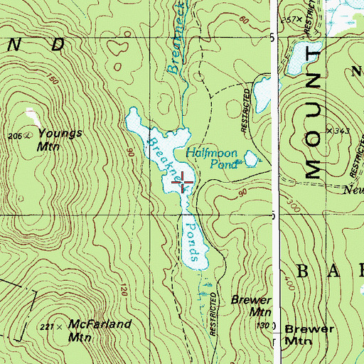 Topographic Map of Breakneck Ponds, ME