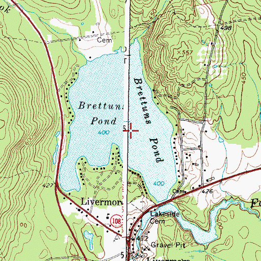 Topographic Map of Brettuns Pond, ME