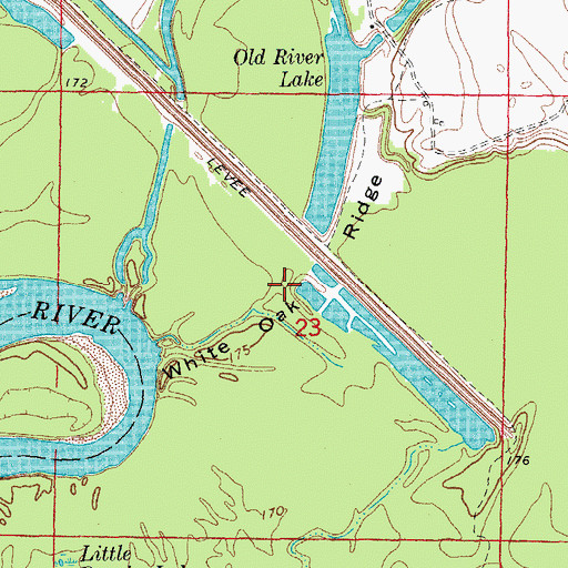 Topographic Map of White Oak Ridge, AR
