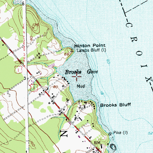Topographic Map of Brooks Cove, ME