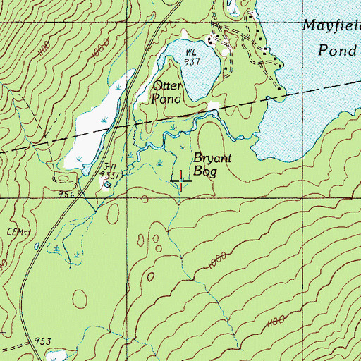 Topographic Map of Bryant Bog, ME