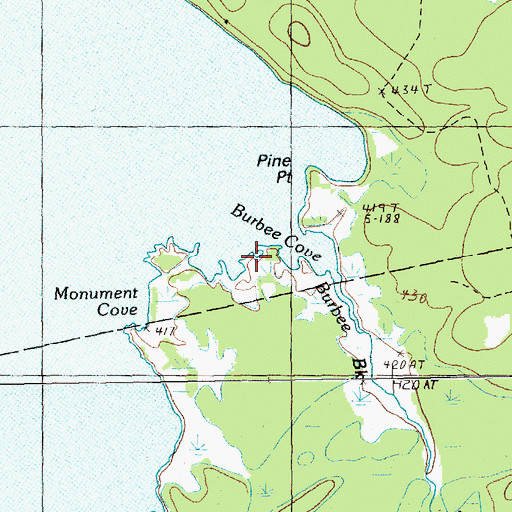 Topographic Map of Burbee Cove, ME