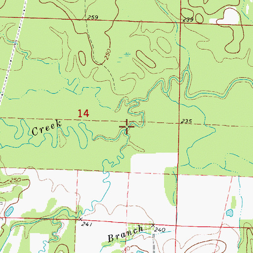 Topographic Map of Whiteside Creek, AR