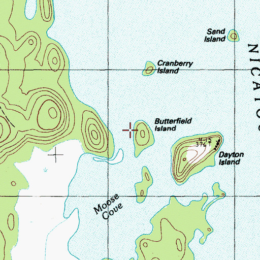 Topographic Map of Butterfield Island, ME