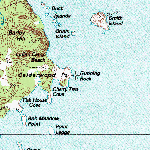 Topographic Map of Calderwood Point, ME