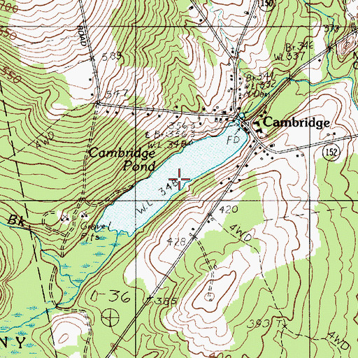 Topographic Map of Cambridge Pond, ME