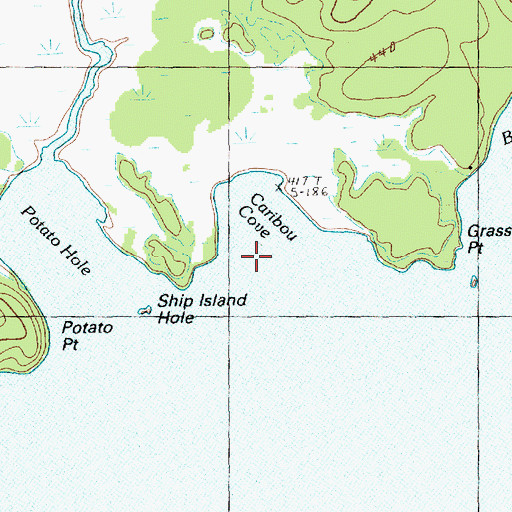 Topographic Map of Caribou Cove, ME