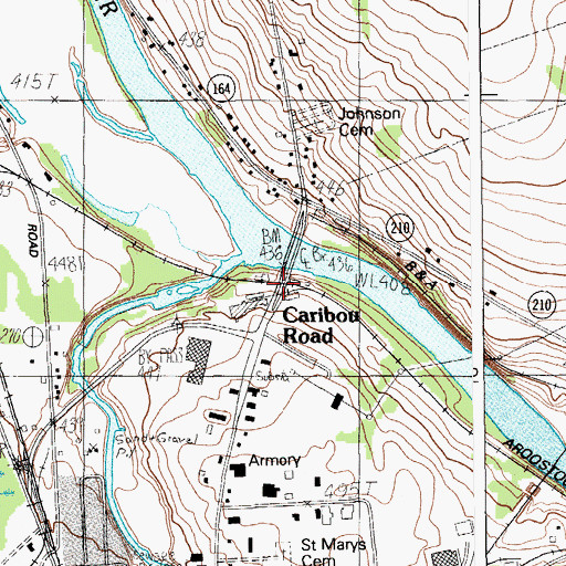 Topographic Map of Caribou Road, ME
