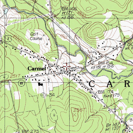 Topographic Map of Carmel, ME