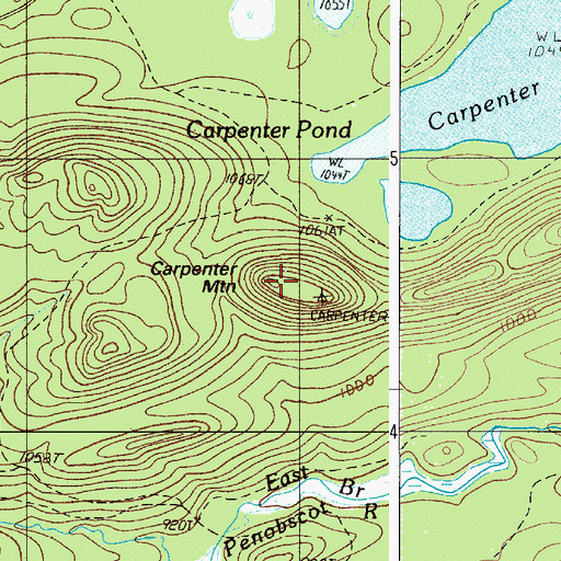 Topographic Map of Carpenter Mountain, ME