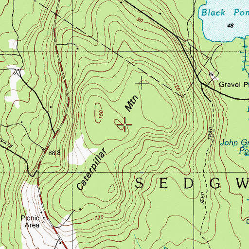 Topographic Map of Caterpillar Mountain, ME