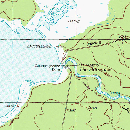 Topographic Map of Caucomgomoc Dam, ME